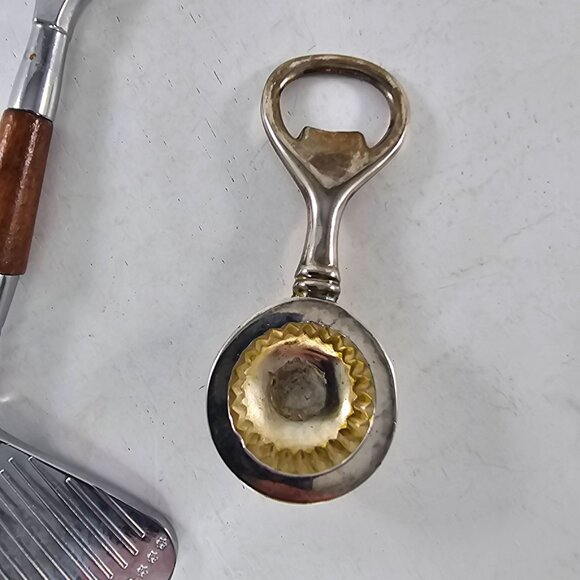 Golf Club & Dimpled Golf Ball Bottle Opener Set Vintage Style Metal - Picture 5 of 6